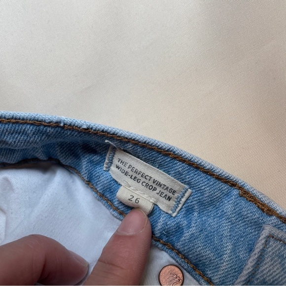 Madewell- The Perfect Vintage Wide-Leg Crop Jean Edmunds Wash Light Wash Size 26 - Picture 9 of 9